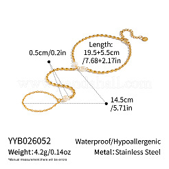 Natural Freshwater Pearl 304 Stainless Steel Rice Bead Hand Chain Ring Bracelets for Women&nbsp;PW2633