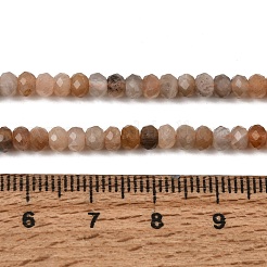 天然マルチムーンストーン ビーズ 連売り  多面カット  ロンデル  4x3mm  穴：0.7mm  約132個/連  15.24''（38.7センチメートル）&nbsp;G-B074-A08-01
