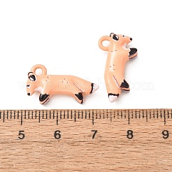 プリント合金ペンダント  キツネのチャーム  ラックめっき  カドミウムフリー＆鉛フリー  砂茶色  11.5x20.5x5mm  穴：2mm&nbsp;AL-CBA7256-23A-G