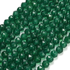 天然の緑色のカルセドニービーズの連  染め＆加熱  多面カット  ラウンド  6x6mm  穴：0.8~1mm  約63個/連  14.21~14.33インチ（36.1~36.4cm）&nbsp;GG-NH0004-D01