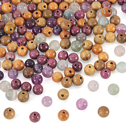 240Pcs 6 Styles Natural Fluorite Beads and Wood Beads&nbsp;G-KS0001-17
