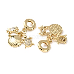 Ocean Brass Pave Clear Cubic Zirconia European Dangle Charms&nbsp;KK-H278-03G-09