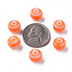 不透明な縞模様のアクリルビーズ  ラウンド  サンゴ  10mm  穴：2mm  約940個/500g&nbsp;MACR-S373-27D-04