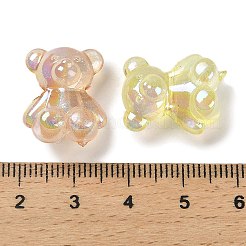 UVメッキ 光る虹色 アクリルビーズ  キラキラビーズ  暗闇で光る  クマ  ミックスカラー  18x15.5x11mm  穴：2.5mm&nbsp;LACR-R001-01A
