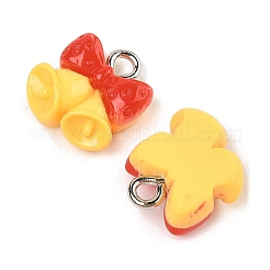 クリスマステーマの不透明樹脂ペンダント  プラチナ鉄ループ付き  鐘  13x12x5mm  穴：2mm&nbsp;RESI-S08-02F