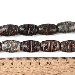 チベット風ジービーズ  天然石瑪瑙ビーズ  染め＆加熱  オーバル  波の模様  22~23x14~15mm  穴：1.6~3mm&nbsp;TDZI-N001-018