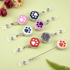 8個8色PVC足バッジリール  格納式バッジホルダー  鉄ワニ口クリップ付き  軽量で簡単に収納できます  ミックスカラー  118mm  1pc /カラー&nbsp;AJEW-SZ0001-56