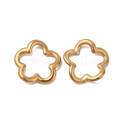 304ステンレススチールリンクリング  ねじれた花  ゴールドカラー  15x15x3mm  内径：9.5x11.5mm&nbsp;STAS-F283-04G