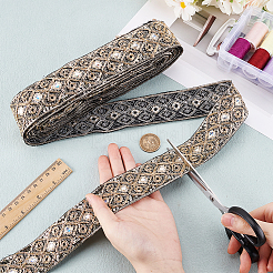 Ethnic Embroidered Polyester Sequins Trim Ribbon&nbsp;OCOR-WH0070-136C