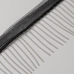 ガーゼ アイロン タッセル レース エッジトリム リボン  布ドレス縫製アクセサリー  ブラック  3インチ（75mm）&nbsp;OCOR-WH0101-115A