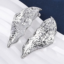 真鍮製スタンドピアス  ラックめっき  長持ちメッキ  鉛フリー＆カドミウムフリー  ウイング  左右  プラチナ  47x20mm&nbsp;EJEW-Q015-19P