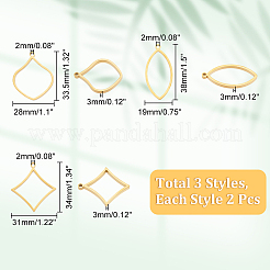 6Pcs 3 Styles 304 Stainless Steel Open Back Bezel Pendants&nbsp;STAS-UN0047-05