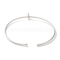 Rack Plating Brass Micro Pave Clear Cubic Zirconia Letter Open Cuff Bangles&nbsp;BJEW-A018-01P-I