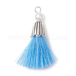 5Pcs 5 Colors Handmade Polycotton(Polyester Cotton) Tassel Pendants&nbsp;PALLOY-JF04471