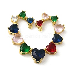 Rack Plating Brass Glass Connector Charms&nbsp;KK-F854-15G