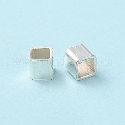 925純銀製のチューブビーズ  正方形  銀  3x3x3mm  穴：2.4x2.4mm&nbsp;STER-P053-07B-S
