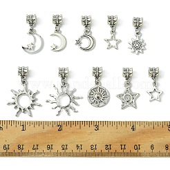 合金のチベット風チャーム  日/スター/ムーン  アンティークシルバー  25~34mm  20個/セット&nbsp;PALLOY-FS00001