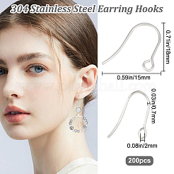 200Pcs 304 Stainless Steel Earring Hooks&nbsp;STAS-BBC0004-18P
