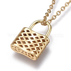 Brass Micro Pave Clear Cubic Zirconia Pendant Necklaces&nbsp;NJEW-R256-07