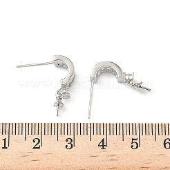 Brass Pave Clear Cubic Zirconia Stud Earring Findings&nbsp;KK-D369-08P