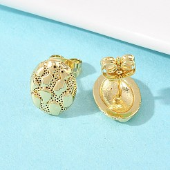 Brass Oval Stud Earrings&nbsp;EJEW-F400-24B-G