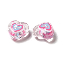 エナメルビーズ付きガラス  ハート  ライトスカイブルー  12~12.5x12x6~6.5mm  穴：1mm&nbsp;LAMP-M011-03A