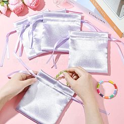 Satin Cloth Drawstring Pouches with Flower&nbsp;ST-CJ0048-001D