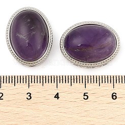 天然アメジストマルチ連リンク  オーバル  カドミウムフリー＆鉛フリー  プラチナ  21x16.5x11.5mm  穴：3mm&nbsp;KK-M304-02P-04