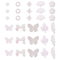 100g 虹色光沢メッキアクリルビーズ  パールカラーの  混合図形  ホワイト  10~40x8~42x4~11mm  穴：1.2~7mm&nbsp;OACR-TA0003-29