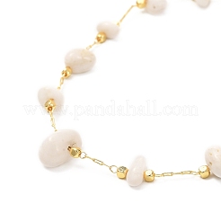 Natural White Moonstone Chip Beaded Necklace for Girl Women&nbsp;NJEW-JN03708-02