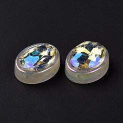 レインボー虹色メッキ アクリル カボション  グリッターカボション  オーバル  ホワイト  22x16.5x8mm&nbsp;OACR-E011-01