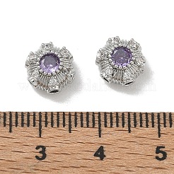 シェグレース ブラス パヴェ キュービックジルコニア マルチ連リンク  花  カドミウムフリーと鉛フリー＆ニッケルフリー  プラチナ  ライラック  8x5mm  穴：1.4mm&nbsp;XGRQ4H111-683P-C