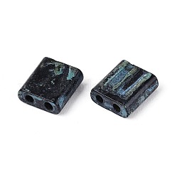 2穴ベーキングペイントガラスシードビーズ  正方形  ブラック  5x5x2mm  穴：0.7~1mm  約455個/50g&nbsp;SEED-N009-03A