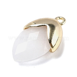 天然石ペンダント  金色の真鍮のパーツと  イチゴの形をしたチャーム  多面カット  19.5x12x6.5mm  穴：1.6mm&nbsp;G-U019-03A