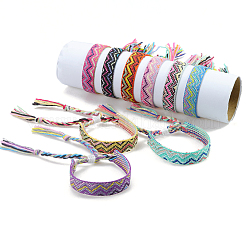 Cotton Braided Wave Pattern Cord Bracelet&nbsp;FIND-PW0013-002