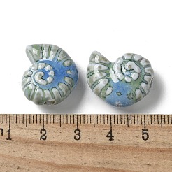 手作りの陶器ビーズ  カタツムリ  空色  20~21x16~17x9~10.5mm  穴：2~3mm&nbsp;PORC-L080-F07