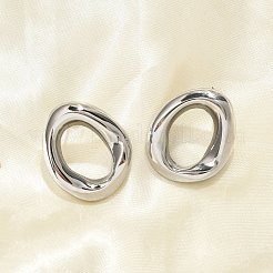 304ステンレススチール製オーバルスタッドピアス  ステンレス鋼色  31x25mm&nbsp;EJEW-M073-06P