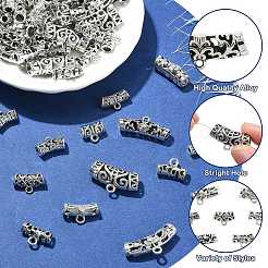 70ppcs 14スタイル チベットスタイル 合金チューブベイル  ループベイル  コラム  アンティークシルバー  8~13x11~26x5~7mm  穴：1.4~2.5mm  内径：2.5~5.5mm  5個/スタイル&nbsp;FIND-CJ0002-99