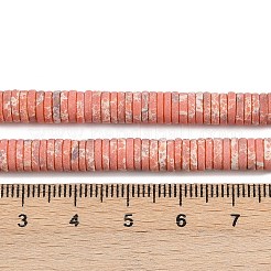 染色合成インペリアルジャスパービーズ連売り  艶消し  ディスクビーズ  ヒシビーズ  ライトサーモン  6x1.5mm  穴：1mm  約249~252個/連  15.28~15.55''（38.8~39.5センチメートル）&nbsp;G-A272-C06-03