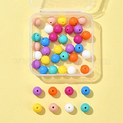 40 個 8 色食品グレードの環境に優しいシリコーン焦点ビーズ  ラウンド  ミックスカラー  8~10mm  穴：  5個/カラー&nbsp;SIL-FS0001-20