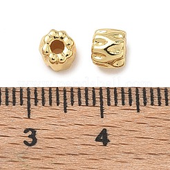 真鍮ビーズ  テクスチャード加工の柱  ラックめっき  長持ちメッキ  鉛フリー＆カドミウムフリー  18KGP本金メッキ  4.5x5mm  穴：1.8mm&nbsp;KK-D289-57B-G