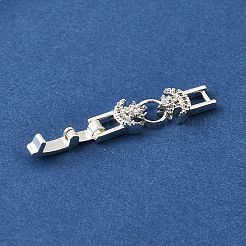 Brass Micro Pave Clear Cubic Zirconia Fold Over Clasps&nbsp;KK-R222-05S
