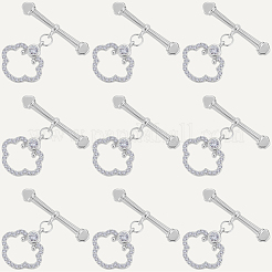 10Pcs Brass Micro Pave Clear Cubic Zirconia Toggle Clasps&nbsp;KK-BBC0021-02P