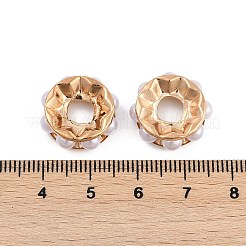 真鍮ビーズ  カドミウムフリー＆鉛フリー  アブソリュートプラスチック模造パール  フラットラウンド  ライトゴールド  18x5.5mm  穴：6.5mm&nbsp;KK-H490-01-01KCG