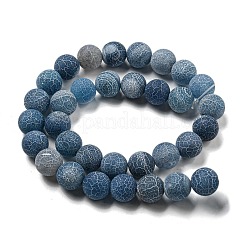 天然石風化瑪瑙ビーズ連売り  ラウンド  染め＆加熱  スチールブルー  12mm  穴：1.6mm  約31個/連  14.76''（37.5センチメートル）&nbsp;G-P538-A01-09