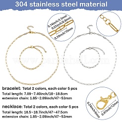 304 Stainless Steel Paperclip Chains Necklaces & Bracelet Jewelry Sets&nbsp;SJEW-SC0001-07