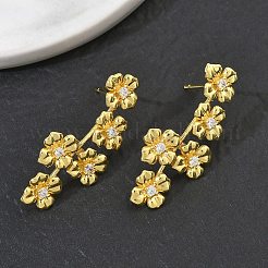 Brass Micro Pave Cubic Zirconia Stud Earrings for Women&nbsp;EJEW-A167-24G