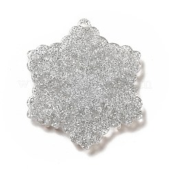 アクリルパーツ  グリッターパウダー付き  スノーフレークチャーム  ホワイト  45x38x4mm  穴：1.4mm&nbsp;OACR-B003-03D