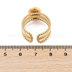 304ステンレススチール多層オープンカフリング  女性用楕円形天然宝石リング  18KGP本金メッキ  イオンプレーティング（ip）  10.5mm  調整可能&nbsp;RJEW-Z078-07G