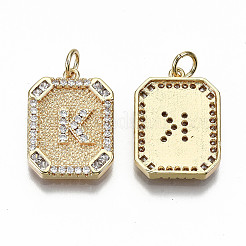 Brass Micro Pave Clear Cubic Zirconia Pendants&nbsp;KK-S356-234K-G-NF